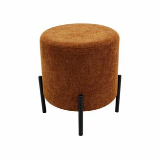 Mobili Rebecca Puf reposapi&eacute;s redondo de tela naranja oscuro y acero