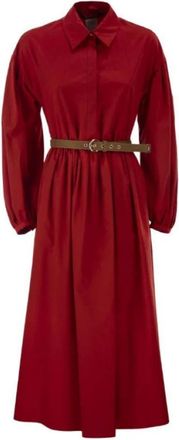 Max Mara Mstmarmo Katoenen Overhemdjurk - Dames - Shirt Kleedjes - Rood - 2XS - Katoen - Kleedjes