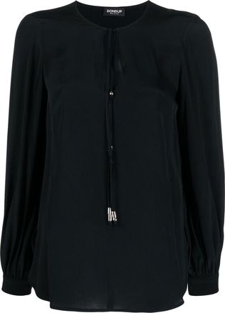 Dondup keyhole-neck blouse - women - Silk/Acetate - 38 - Black