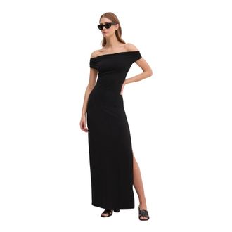 Bond-Eye Nixi Maxi Jurk - Dames - Avondkleed - Zwart - Xs/S - Tweed - Kleedjes