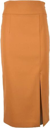 Patrizia Pepe Brown Tailored Polyester Pencil Skirt