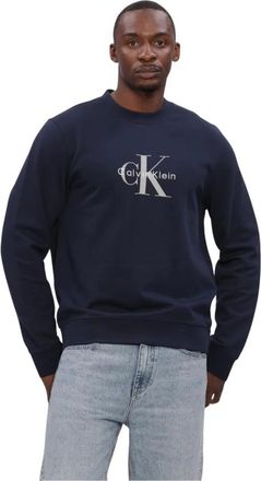Calvin Klein LS 350Terry Mnlg Cn Swtshrt - Heren - Sweatshirts & Hoodies - Blauw - Maat: S Katoen