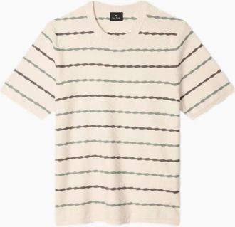 Paul Smith Mens PS Paul Smith Striped Knitted T-Shirt 04 Ivory - White - Size: 44