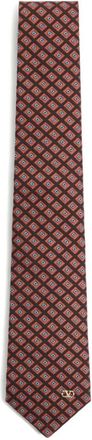 Valentino Garavani Black Orange Chamber Pattern Tie