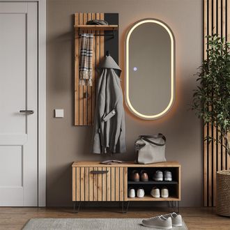Vicco Armadio Da Ingresso Amber, Quercia Wotan, 100 X 100 Cm 3 Parti, Vicco