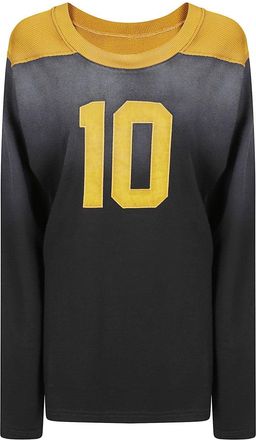 Maison Margiela Long-Sleeve Wide Neck T-Shirt With Applied Number Emblem