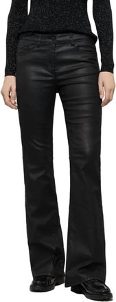 Luisa Cerano Leather Look Flared Pants In Black