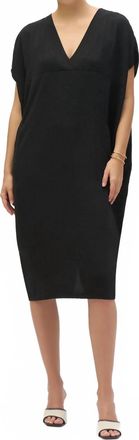 Joseph Ribkoff Gauze V-Neck Midi Cocoon Dress In Black