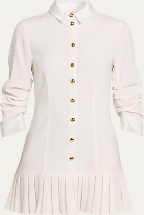 Cinq &agrave; Sept Luca Drapey Crepe Mini Shirtdress