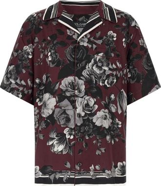 Dolce & Gabbana Maroon Bouquet Fiori Shirt