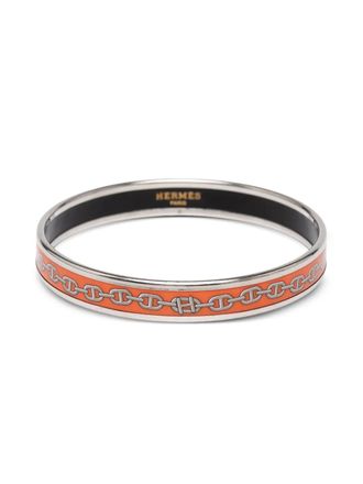 Hermès Bracciale rigido stretto 62 Chaine d Ancre con design smaltato XX secolo - Arancione