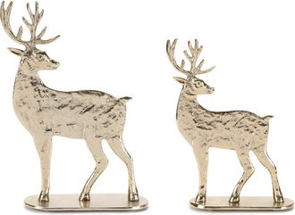 Melrose International Metal Deer Decor (Set of 2) - Gold