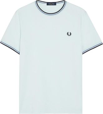 Fred Perry Logo-embroidered Cotton T-shirt - Light Blue - Xxl