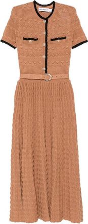 Self Portrait Belted Crochet-knit Midi Dress