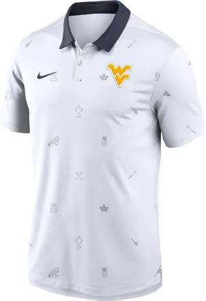 Nike West Virginia Vapor Pattern Nike Mens Dri-FIT College Polo in White | 00HT081KWVN-RNS