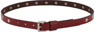 AllSaints Flat Stud Leather Belt in Garnet Red at Nordstrom, Size X-Large