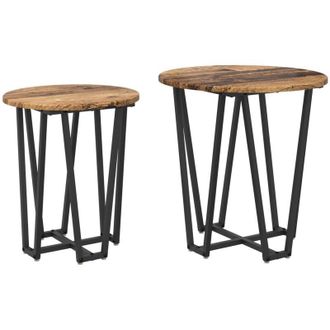 vidaXL Vidaxl - Conjunto De Mesas Auxiliares 2 Pcs Madera Vieja Y Negro