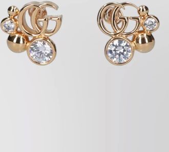 Gucci crystal embellished hoop earrings gold tone