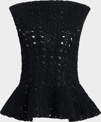 Khaite Yuka Crochet Peplum Top