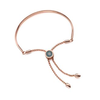 Monica Vinader Rose Gold Fiji Evil Eye Toggle Bracelet Blue Diamond