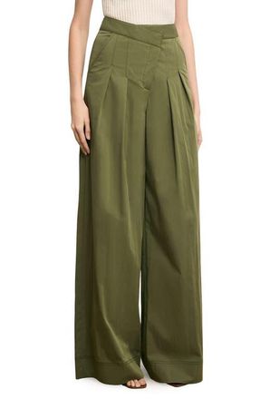 Veronica Beard Heron Pleated Wide Leg Pants in Army at Nordstrom, Size 10