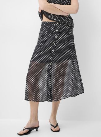 Icone Womens Sheer chiffon button-front midi skirt