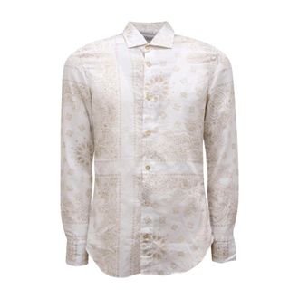 Eleventy Katoenen Linnen Overhemd - Heren - Casual Overhemden - Beige - S - Katoen - Overhemden