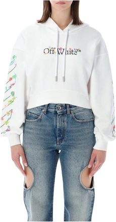 Off-white Flower Crop Hoodie - Dames - Hoodies - Wit - M - Katoen - Hoodies & sweatvesten