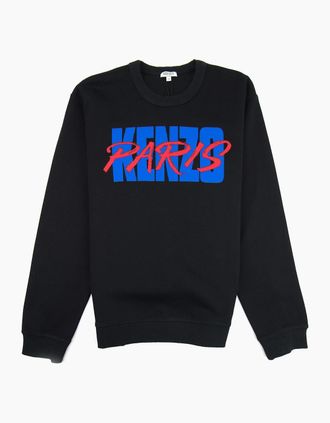 Kenzo Mens Kenzo Script Paris Sweatshirt Black - Size: 34