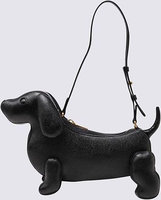 Thom Browne Black Leather Hector Shoulder Bag