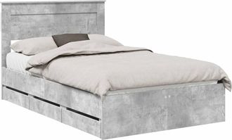 vidaXL Estructura De Cama Gris Concreto 135 X 190 Cm Madera Ingenieril Vidaxl