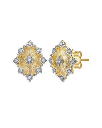 Rachel Glauber Two-Tone Plated Cz Studs