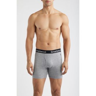 Smartwool Merino Wool Blend Boxer Briefs in Light Gray Heather at Nordstrom, Size Large