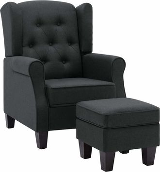 vidaXL Sill&oacute;n Con Reposapi&eacute;s Tela Gris Oscuro Vidaxl