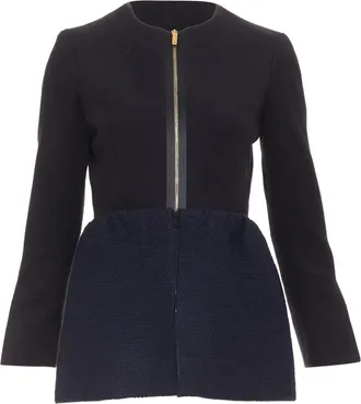 The Row Loxton structured wool peplum zip coat