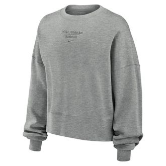 Nike Womens Phoenix Fleece Softball Crew-Neck Sweatshirt in Grey | W33302SB25-DHR