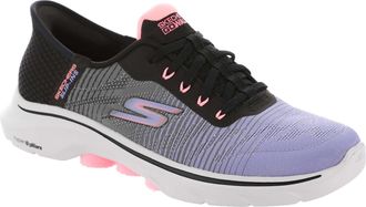Skechers Womens Go Walk 7 Adel Slip-On Sneakers, Black Textile/Multi Trim, 5.5 UK