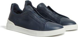 Ermenegildo Zegna Triple Stitch SECONDSKIN Sneaker in Dark Blue at Nordstrom, Size 11Us