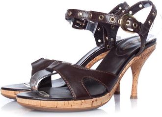 Sergio Rossi Brown leather sandal with cork heel