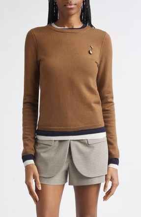 Monse Triple Layer Merino Wool Sweater in Brown/mid/ivy at Nordstrom, Size X-Small