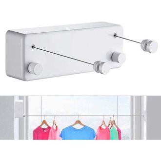 Gabrielle Tendedero Retr&aacute;ctil Para Uso Interior Y Exterior - Resistente, 2 Tendederos De Acero Inoxidable De 4,2 M, Montaje En Pared (taladro) - Blanco