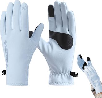 Generic Touch screen Fleece Lined warm winter gloves women Anti-slip Waterproof Windproof for cold weather Thermal ski riding driving (Blue)