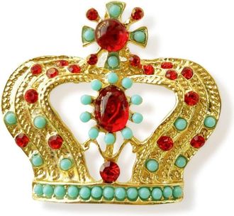 Hzmer Jewellery rhinestone-embellished crown brooch - women - Steel - One Size - Gold
