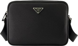 Prada Zwarte Schoudertas Herfst-Winter 2025 - Heren - Schoudertassen - Zwart - ONE Size - Leer - Tassen