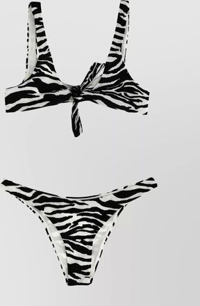 The Attico front tie zebra print high-cut bikini
