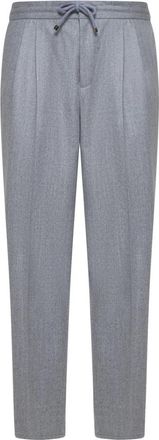 Brunello Cucinelli Virgin Wool Flannel Broeken - Heren - Straight fit broeken - Grijs - S - Wol - Broeken