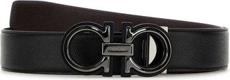 Ferragamo Black Leather Reversible Belt