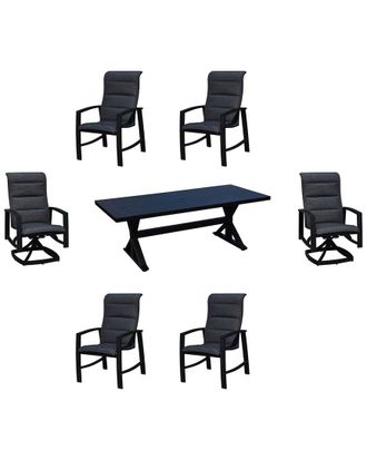 Courtyard Casual Creative Outdoor Products Courtyard Casual Santorini 7Pc Mixed Dining Set 84In Rectangle Table