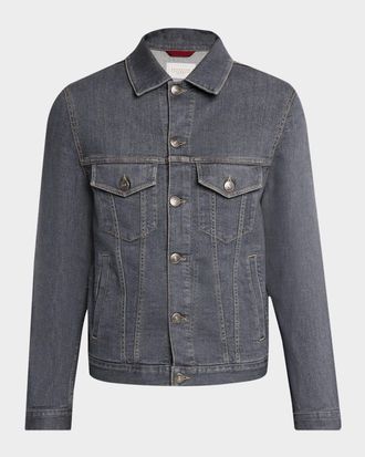 Brunello Cucinelli Mens Modern-Fit Denim Jacket