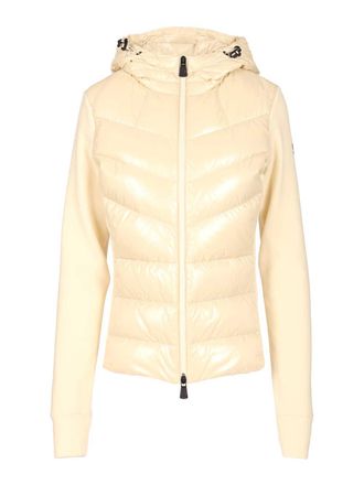 Moncler Padded Cardigan With Hood Coats Bianco-Donna